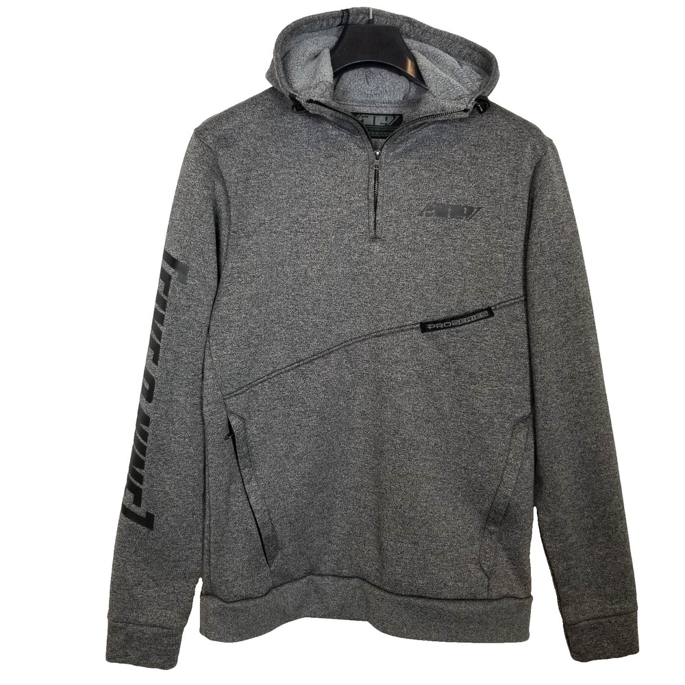 Ride 509 Men Pro series Zip Neck Hoodie Sz M Gray Fleece Pullover Snowmobile